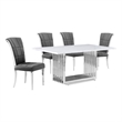 Best Quality Furniture White Marble Dining Set with Dark Gray Velvet Chairs
