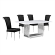 Best Quality Furniture White Marble Dining Set with Black Velvet Chairs