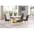 Best Quality Furniture White Marble Dining Set with Dark Gray Velvet Chairs