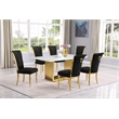 Best Quality Furniture White Marble Dining Set with Black Velvet Chairs
