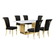 Best Quality Furniture White Marble Dining Set with Black Velvet Chairs