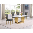 Best Quality Furniture White Marble Dining Set with Dark Gray Velvet Chairs