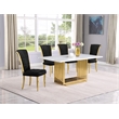 Best Quality Furniture White Marble Dining Set with Black Velvet Chairs