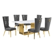 Best Quality Furniture White Marble Dining Set with Dark Gray Velvet Chairs