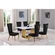 Best Quality Furniture White Marble Dining Set with Black Velvet Chairs