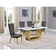 Best Quality Furniture White Marble Dining Set with Dark Gray Velvet Chairs