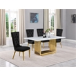 Best Quality Furniture White Marble Dining Set with Black Velvet Chairs