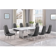 Best Quality Furniture 9-Piece Marble & Velvet Dining Set in White/Dark Gray