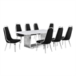 Best Quality Furniture 9-Piece Marble & Velvet Dining Set in White and Black