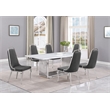 Best Quality Furniture 7-Piece Marble & Velvet Dining Set in White/Dark Gray