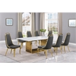 Best Quality Furniture 9-Piece Velvet & Marble Dining Set in Gray/White/Gold