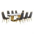 Best Quality Furniture 9-Piece Velvet & Marble Dining Set in Gray/White/Gold