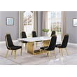 Best Quality Furniture 7-Piece Marble & Velvet Dining Set in White/Black