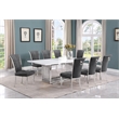 Best Quality Furniture 9-Piece Marble & Velvet Dining Set in White and Dark Gray