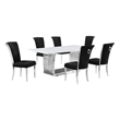 Best Quality Furniture 7-Piece Marble & Velvet Dining Set in White/Black