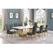 Best Quality Furniture 9-Piece Velvet & Marble Dining Set in Gold/Gray/White