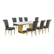 Best Quality Furniture 9-Piece Velvet & Marble Dining Set in Gold/Gray/White