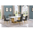 Best Quality Furniture 7-Piece Marble & Velvet Dining Set in White and Dark Gray