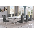 Best Quality Furniture 9-Piece Marble & Steel Dining Set in White/Silver/Gray