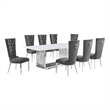 Best Quality Furniture 9-Piece Marble & Steel Dining Set in White/Silver/Gray