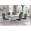 Best Quality Furniture 7-Piece Velvet & Marble Dining Set in Dark Gray/White