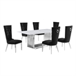 Best Quality Furniture 7-Piece Marble & Velvet Dining Set in White and Black