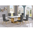 Best Quality Furniture 7-Piece Velvet & Marble Dining Set in Dark Gray/White