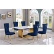 Best Quality Furniture 7-Piece Velvet & Marble Dining Set in Navy Blue/White
