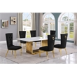 Best Quality Furniture 7-Piece Velvet & Marble Dining Set in Black/White
