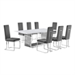 Best Quality Furniture 9-Piece Marble & Velvet Dining Set in White and Gray