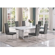 Best Quality Furniture 7-Piece Marble & Velvet Dining Set in White and Dark Gray