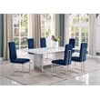 Best Quality Furniture 7-Piece Marble & Velvet Dining Set in White and Navy Blue