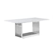 Best Quality Furniture 7-Piece Marble & Velvet Dining Set in White and Navy Blue