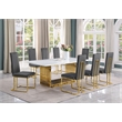 Best Quality Furniture 9-Piece Steel & Marble Dining Set in Gray/Gold/White