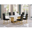 Best Quality Furniture 7-Piece Velvet & Marble Dining Set in Black/White