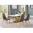 Best Quality Furniture White Marble Dining Set with Dark Gray Velvet Chairs