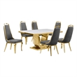 Best Quality Furniture White Marble Dining Set with Dark Gray Velvet Chairs