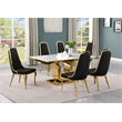 Best Quality Furniture White Marble Dining Set with Black Velvet Chairs