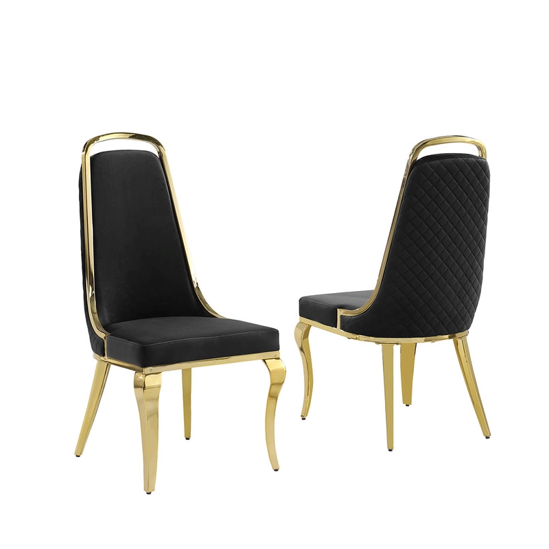 Best Quality Furniture White Marble Dining Set with Black Velvet Chairs