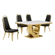 Best Quality Furniture White Marble Dining Set with Black Velvet Chairs