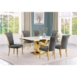 Best Quality Furniture White Marble Dining Set with Dark Gray Velvet Chairs
