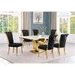 Best Quality Furniture White Marble Dining Set with Black Velvet Chairs