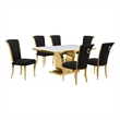 Best Quality Furniture White Marble Dining Set with Black Velvet Chairs