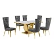 Best Quality Furniture White Marble Dining Set with Dark Gray Velvet Chairs