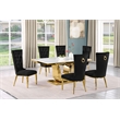 Best Quality Furniture White Marble Dining Set with Black Velvet Chairs