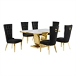 Best Quality Furniture White Marble Dining Set with Black Velvet Chairs
