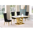 Best Quality Furniture White Marble Dining Set with Black Velvet Chairs