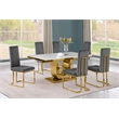 Best Quality Furniture White Marble Dining Set with Dark Gray Velvet Chairs