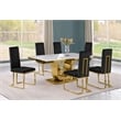 Best Quality Furniture White Marble Dining Set with Black Velvet Chairs