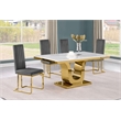 Best Quality Furniture White Marble Dining Set with Dark Gray Velvet Chairs